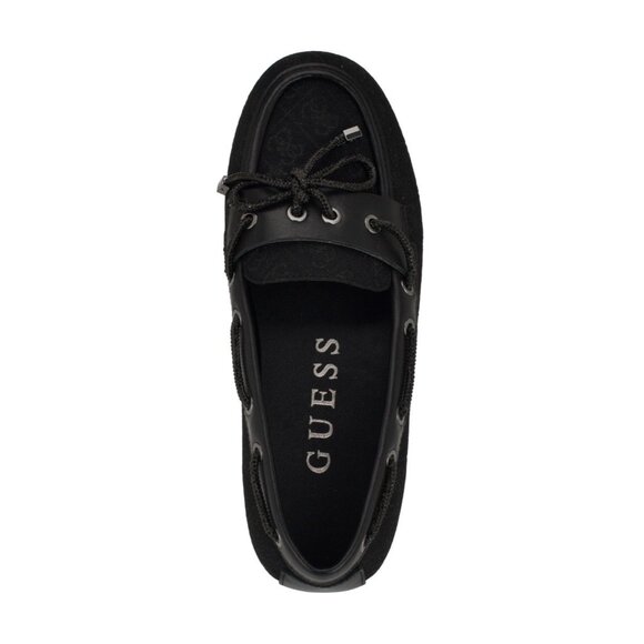 Guess Women's Lavonta Rhinestone Lace Tailored Boat Shoes - Black Logo - Picture 4 of 4